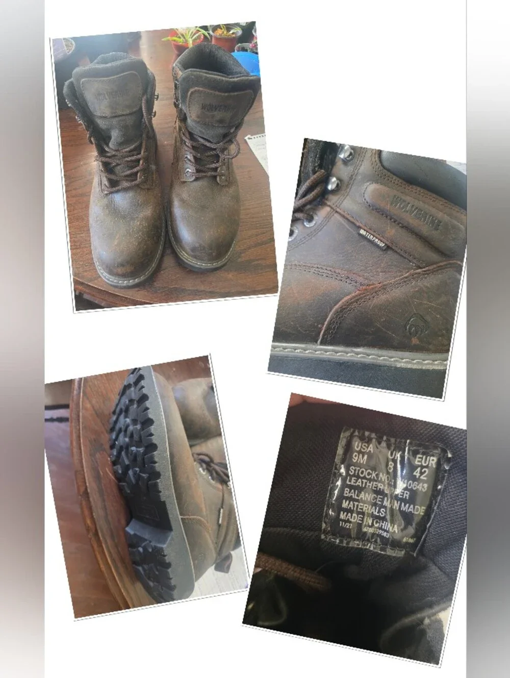 Wolverine Brown Leather Lace-Up Work Boots